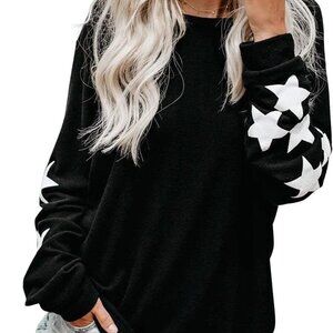 Blooming Jelly Black Lightweight, Long Pullover Crewneck Knit Sweater | Large
